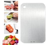 Planche à A Découper Titane Antibacterienne Double Face en Inox 29x20 CM | Planche Inox Antidérapante à Découper en Titane de Qualité Alimentaire Antiadhésive, Titanium Cutting Board pour Fruits