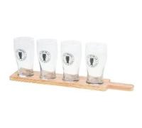 Planche à bière 4 verres coule douce - Amadeus - Marron - Bois Beige G