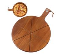 Planche à découper à pizza avec poignée - Grand plateau de service avec 6 rainures | Pour pizza en bois grande ronde planche à découper - Pour cuisine domestique cuisson charcuterie viande fromage