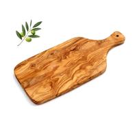 Planche à Découper Artisanale avec Poignée en Bois d'Olivier Naturel - Fabriquée à la Main - 40 cm