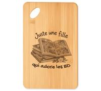 Planche à Découper BD Une Fille | Plateau Apéro Bambou Gravé 30 × 20 cm | Cuisine Barbecue Apéritif | Idée Cadeau Bédéphile Crémaillère Noël