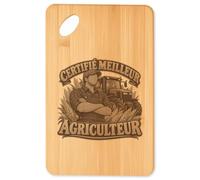 Planche à Découper Certifié meilleur agriculteur | modèle 1 | Plateau Apéro Bambou Gravé 30 × 20 cm | Cuisine Barbecue Apéritif | Idée Cadeau Crémaillère Noël