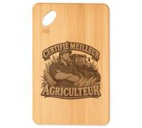 Planche à Découper Certifié meilleur agriculteur | modèle 2 | Plateau Apéro Bambou Gravé 30 × 20 cm | Cuisine Barbecue Apéritif | Idée Cadeau Crémaillère Noël
