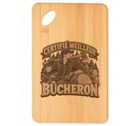 Planche à Découper Certifié meilleur bûcheron | modèle 1 | Plateau Apéro Bambou Gravé 30 × 20 cm | Cuisine Barbecue Apéritif | Idée Cadeau Crémaillère Noël
