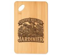 Planche à Découper Certifié meilleur jardinier | Plateau Apéro Bambou Gravé 30 × 20 cm | Cuisine Barbecue Apéritif | Idée Cadeau Crémaillère Noël