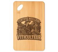 Planche à Découper Certifié meilleur viticulteur | modèle 1 | Plateau Apéro Bambou Gravé 30 × 20 cm | Cuisine Barbecue Apéritif | Idée Cadeau Agriculteur Crémaillère Noël