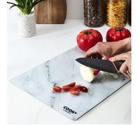 COOK CONCEPT - KD3348 Planche À Découper Rectangulaire En Verre Trempé Effet Marbre - Conçu Pour Découpe Facile - Dimensions 0,4 x 30 x 40 cm - Couleur Gris et Blanc