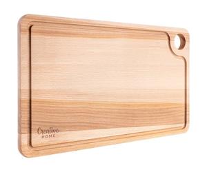 Planche à découper - CREHOM - 42x24,5cm - Bois de hêtre naturel - Double face - Rainure pour le jus
