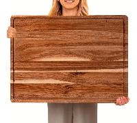 Planche à découper de cuisine en bois, planche à découper en bois durable, bloc de boucher polyvalent, convient pour la cuisine, avec rainure de récupération des jus et poignée intégrée, idéal pour la