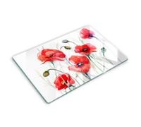 Planche a decouper - Decormat - Planche rectangle 80 x 52 cm Fleurs de coquelicots rouges