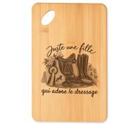 Planche à Découper Dressage Une Fille | Plateau Apéro Bambou Gravé 30 × 20 cm | Cuisine Barbecue Apéritif | Idée Cadeau Cavalière Crémaillère Noël