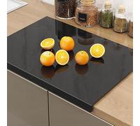 Planche à découper en acrylique antidérapante - 45 x 35 cm - Housse de protection pour plan de travail - Planche à découper noire avec contre-bord - Sous-main rectangulaire réutilisable