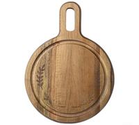 Planche à découper en bois d'acacia, 35 x 20 cm, plateau de service en bois, design double face, fonction antidérapante, pour fromage, pizza, steak, fruits (L)