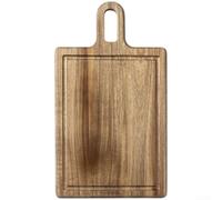 Planche à découper en bois d'acacia pour cuisine, fromage, steak, pizza, fruits, plateau de service avec finition naturelle, forme ronde, 35 x 20 cm, stable et antidérapant, pour la maison, la salle à