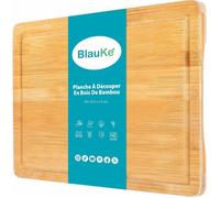 Planche à Découper en Bois de Bambou avec Rigole et Poignées Latérales (38x25cm) - Plateau Aperitif, Fromage, Pain - BlauKe®