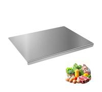 Planche à Découper en Inox avec Rebord, 40 x 30 cm Planche de Cuisine en Acier Inoxydable Double Face pour Plan de Travail, Surface Alimentaire pour Découper Viande, Légumes et Pétrir la Pâte, 1 Pièce