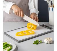 Planche à découper en plastique double face pour enfants, motif dessin animé, pieds antidérapants, planche à découper pour légumes, pain, fromage, 39 x 25 cm (gris 2)
