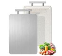 Planche à Découper en Titane Double Face, Planches à Découper pour Cuisine, Titane Pur et Paille de Blé, Métal Alimentaire Durable et Facile à Nettoyer, Pas En Machine