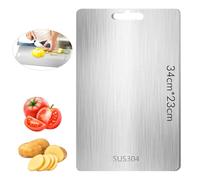 Planche à découper en titane, Planche à découper en acier inoxydable, Titanium Cutting Board, Planche À Découper de Qualité Alimentaire double face, anti-moisissure, pour Viande, Fruits (34 * 23)