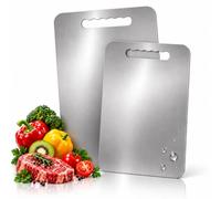 Planche à Découper en Titane Pur à 100% pour Cuisine (S+L) | Surface Antiadhésive, Lavable au Lave-Vaisselle, Séparation des Aliments pour Viande, Légumes et Fruits