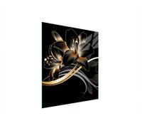 DarHaus Plaque de recouvrement, 45 x 52 cm, en verre, pour cuisinières électrique, à induction, convient comme décoration, protection anti-éclaboussures ou planche à découper, Orchidée Noir