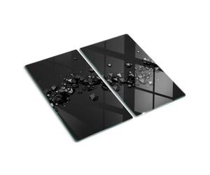 Planche à Découper en Verre Trempé 2x30x52 cm Pieds Antidérapants Symétrique Avec Impression Bords Polis Modernité Résistant à la Chaleur Contact Alimentaire Décoration - 3D
