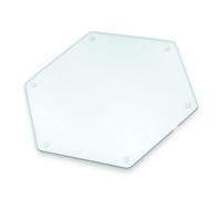 Planche à Découper en Verre Trempé 40x34,6 cm | Transparent | Hexagonal | Antidérapante | Facile à Nettoyer | Hygiénique | Plateau de Service, Présentation Buffet | Surface Lisse | Non Poreuse