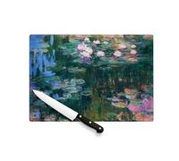 Planche à Découper en Verre Trempé - Monet Les Nympheas Peinture France - Protection Plan de Travail et Dessous de Plat Résistant Chaleur 2 Tailles Imprimé en France