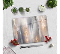 Planche à découper en verre trempé pour cuisine, rectangulaire avec pieds en caoutchouc, résistante à la chaleur, antidérapante | 30 cm x 40 cm | (Kanvas Dokulu)