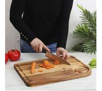 HOME DECO FACTORY - KA0392 Planche à Découper en Acacia 46 cm - Ustensile Cuisine avec Rainure pour Jus - Préparation et Service - Couleur Marron - Design Élégant