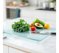 Planche à découper hygiénique en verre transparent pour cuisine, bureau, résistante aux rayures, résistante à la chaleur, facile à nettoyer, antibactérienne, 40 x 30 cm, antimicrobien