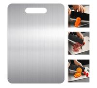 Planche à Découper INOX 29 X 20 cm, Planche à Découper Double Face | Alimentaire uspendre Planche Titane Cuisine, Antibactérienne et Résistante à Moisissure Titane pour Viande, Légumes, Fruits
