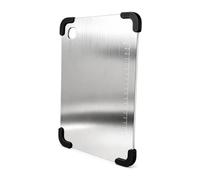 Planche à Découper Inox 316 pour la Cuisine | Planche Inox avec Coins Silicone Antidérapants, Règle Intégrée, Trou de Suspension(30x20cm)