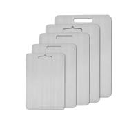 Planche a Decouper Inox Planches à découper en titane for la cuisine, planche acier inoxydable 304 épaissie Double face Portable for hacher les fruits et viande(34CM x 23CM)
