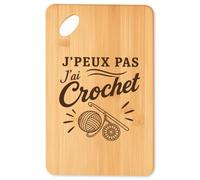 Planche à Découper J’peux pas j’ai Crochet J'peux pas minimaliste | Plateau Apéro en Bambou Gravé 30 × 20 cm | Cuisine Barbecue Apéritif | Cadeau Homme Femme Anniversaire Noël