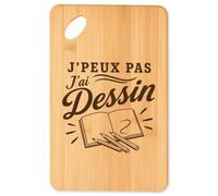 Planche à Découper J’peux pas j’ai Dessin J'peux pas minimaliste | Plateau Apéro en Bambou Gravé 30 × 20 cm | Cuisine Barbecue Apéritif | Cadeau Homme Femme Anniversaire Noël