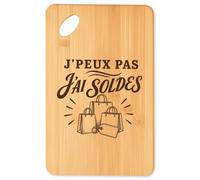 Planche à Découper J’peux pas j’ai Soldes J'peux pas minimaliste | Plateau Apéro en Bambou Gravé 30 × 20 cm | Cuisine Barbecue Apéritif | Cadeau Homme Femme Anniversaire Noël