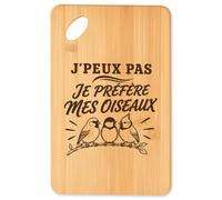 Planche à Découper J’peux pas je préfère mes Oiseaux J'peux pas minimaliste | Plateau Apéro en Bambou Gravé 30 × 20 cm | Cuisine Barbecue Apéritif | Cadeau Homme Femme Anniversaire Noël