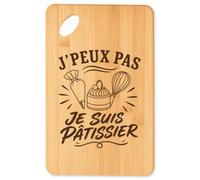 Planche à Découper J’peux pas je suis Pâtissier J'peux pas minimaliste | Plateau Apéro en Bambou Gravé 30 × 20 cm | Cuisine Barbecue Apéritif | Cadeau Homme Femme Anniversaire Noël