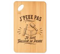Planche à Découper J’peux pas je suis Tailleur de pierre J'peux pas minimaliste | Plateau Apéro en Bambou Gravé 30 × 20 cm | Cuisine Barbecue Apéritif | Cadeau Homme Femme Anniversaire Noël