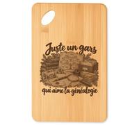 Planche à Découper Juste un gars qui aime la généalogie | Plateau Apéro Bambou Gravé 30 × 20 cm | Cuisine Barbecue Apéritif | Idée Cadeau Généalogiste Crémaillère Noël