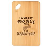 Planche à Découper La vie est plus belle avec la rebouterie | modèle 1 | Plateau Apéro Bambou Gravé 30 × 20 cm | Cuisine Barbecue Apéritif | Idée Cadeau Rebouteux Rebouteuse Crémaillère Noël
