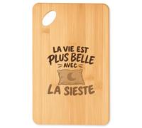 Planche à Découper La vie est plus belle avec la sieste | modèle 1 | Plateau Apéro Bambou Gravé 30 × 20 cm | Cuisine Barbecue Apéritif | Idée Cadeau Crémaillère Noël