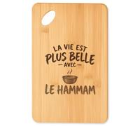 Planche à Découper La vie est plus belle avec le hammam | Plateau Apéro Bambou Gravé 30 × 20 cm | Cuisine Barbecue Apéritif | Idée Cadeau Crémaillère Noël