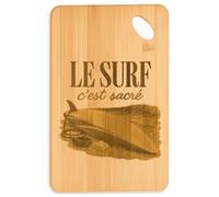 Planche à Découper Le surf c'est sacré | Idée Cadeau Passionné Loisir Crémaillère Noël | Plateau Apéro Bambou Gravé 30 × 20 cm | Cuisine Barbecue Apéritif