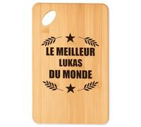 Planche à découper Meilleur Lukas du Monde 1 - Plateau Apéro en Bambou Cadeau Original Cuisine Barbecue