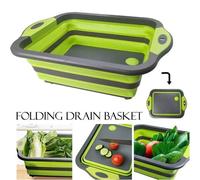 Planche À Découper Multifonction 3 En 1, Bac À Vaisselle Avec Bouchon De Vidange, Panier De Vidange Portable Pour Camping, Pique-Nique, Barbecue, Cuisine