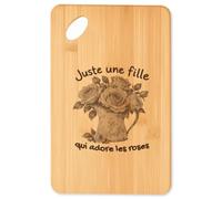 Planche à Découper Roses Une Fille | Plateau Apéro Bambou Gravé 30 × 20 cm | Cuisine Barbecue Apéritif | Idée Cadeau Jardinière Crémaillère Noël