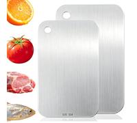 Planche à Découper Titane Antibacterienne Double Face en Planche Inox Antidérapante Titane de Qualité Alimentaire Antiadhésive, Titanium Cutting Chopping Board pour Viande Légumes (29x20cm, 25x15m)
