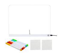 Planche à dessin LED - Tablette effaçable de 13,7 x 10 pouces pour et adultes, tableau à dessin effaçable à sec, bloc à dessin lumineux avec gradation tactile, 7 stylos, 2 lingettes et support
